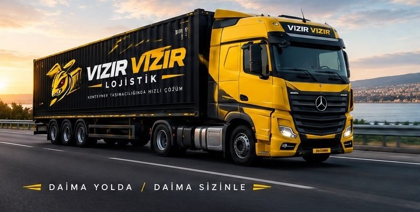 Vızır Vızır markalı sarı konteyner tırı
